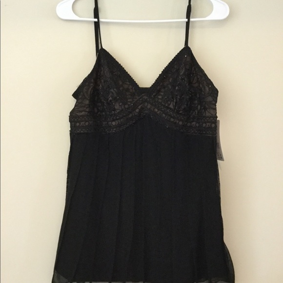 BEADED DRESSY BLACK CAMISOLE ADJUSTABLE STRAPS - Picture 1 of 6